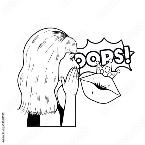 woman telling a secret with speech bubble