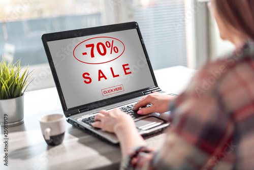 Sale concept on a laptop screen