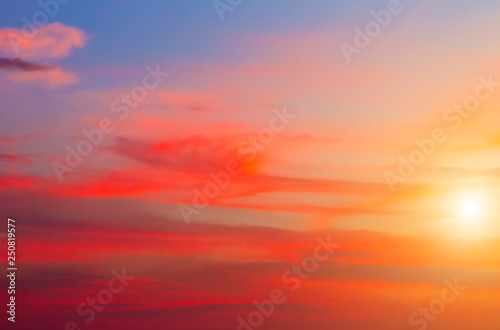 Fototapeta Naklejka Na Ścianę i Meble -  Landscape sun colorful cirrus-cumulus clouds
