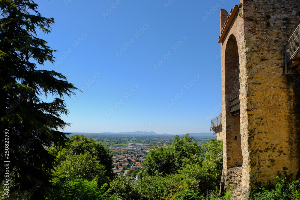 Panorama from the upper Castle of Marostica. Marostica, Vicenza, Itlay. August 2018