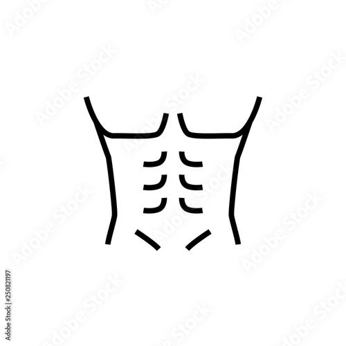 muscular man's body icon. man bodybuilder illustration. simple monoline vector graphic.