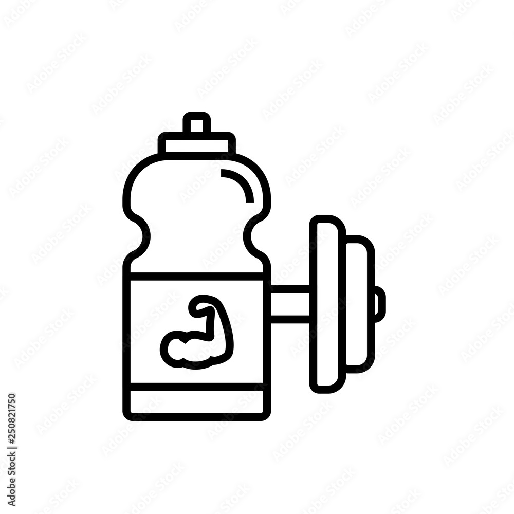 fitness energy drink icon. sport drink bottle with dumbell illustration. simple monoline vector graphic. fitness energy drink icon. sport drink bottle with dumbell illustration. simple monoline vector graphic.