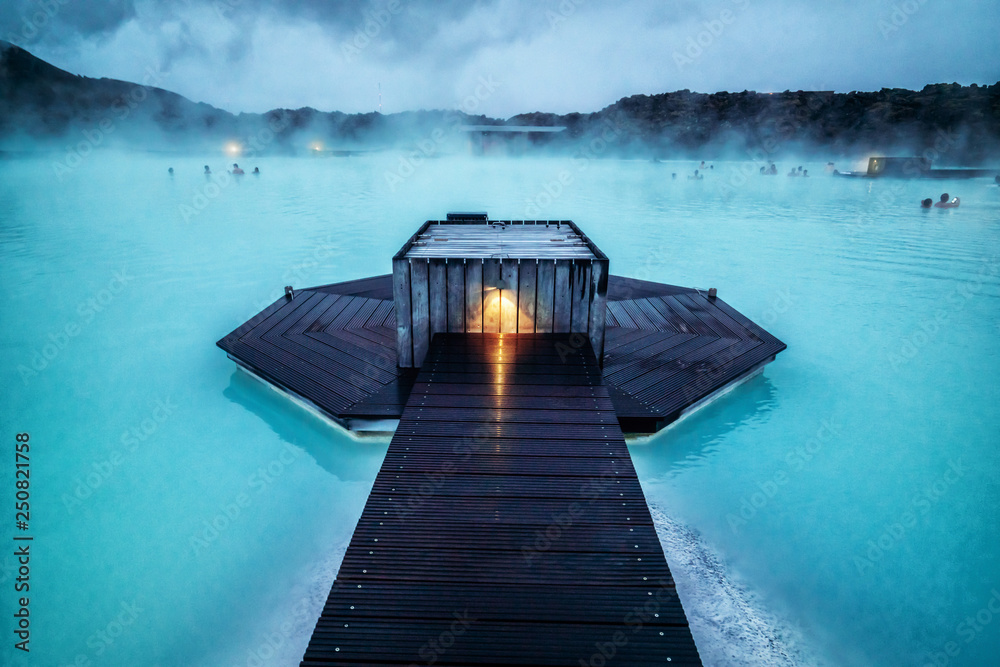 Geothermal Spa Blue Lagoon in Reykjavik, Iceland. - obrazy, fototapety, plakaty 