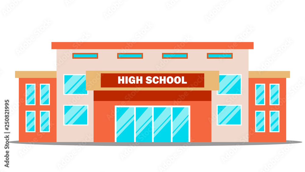 High School Building Vector. Classic. Isolated Flat Cartoon Illustration High School Building Vector. Classic. Isolated Flat Cartoon Illustration
