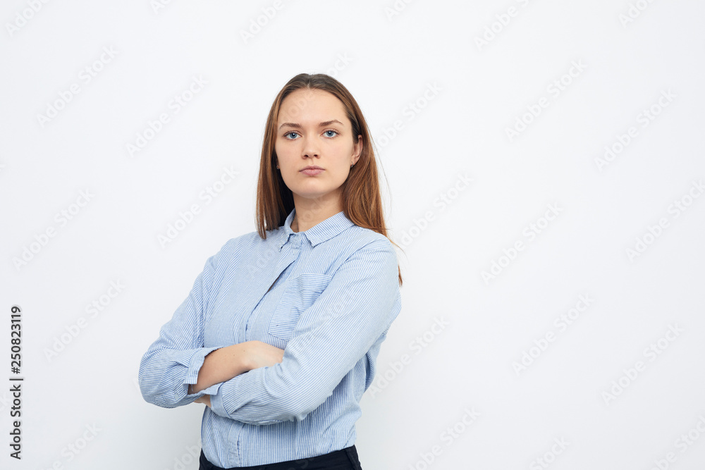 portrait of a confident young woman isolated on white portrait of a confident young woman isolated on white