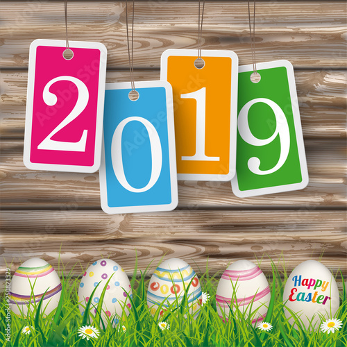 Easter Eggs Worn Wood Price Stickers 2019