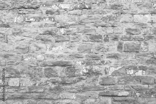Black and white photo of a stone wall