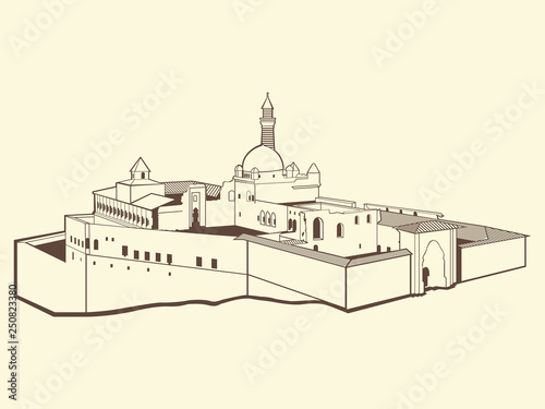 Ishak Pasha Palace, Turkey Vector Drawing