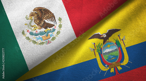Mexico and Ecuador two flags textile cloth, fabric texture