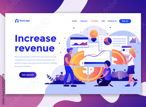 Landing page template of Increase revenue. Modern flat design concept of web page design for website and mobile website. Easy to edit and customize. Vector illustration
