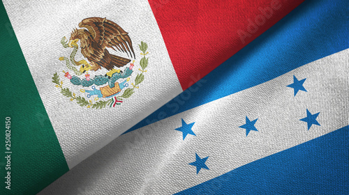 Foto Mexico and Honduras two flags textile cloth, fabric texture