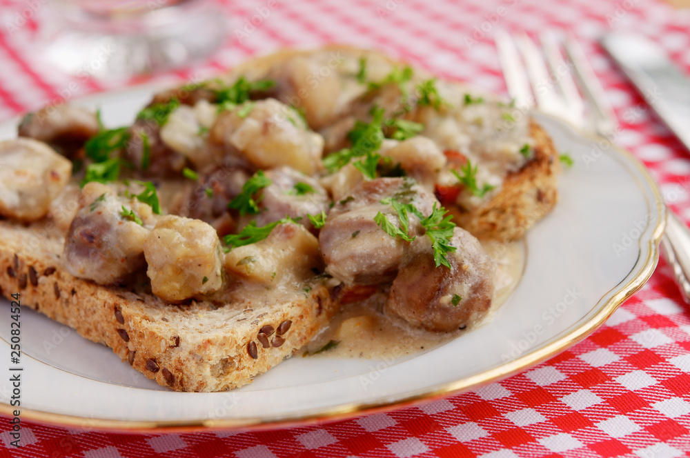 Chestnuts on Toast with Soy Creamy Wine Sauce