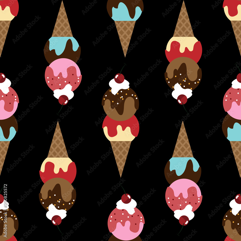 Seamless pattern with colorful ice cream cone. Seamless pattern with colorful ice cream cone.