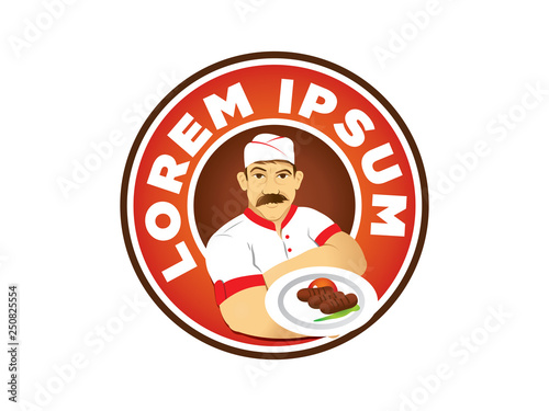Steak House Chef Mascot Vector Illustration