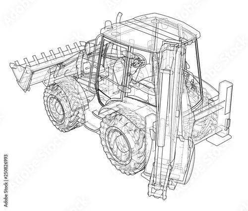 Sketch of Loading Shovel with Back Actor