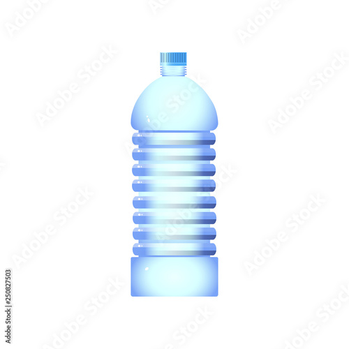 Plastic water bottle design with puddening in center and clipping path isolated on white background