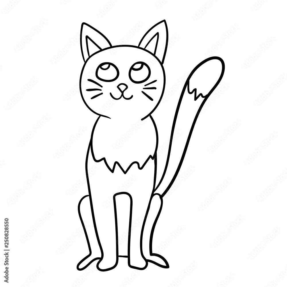 Cartoon  doodle cat isolated on white background. Vector illustration.  