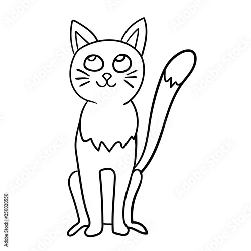 Cartoon  doodle cat isolated on white background. Vector illustration.  