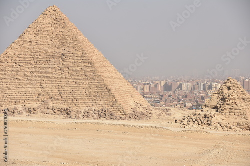 Giza Pyramid with Cairo in the Distance  Egypt