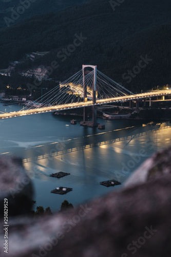 view of the Rande bridge and the estuary in Vigo, Galicia