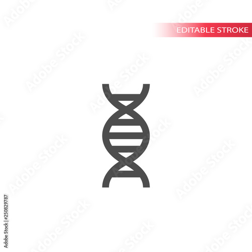 Dna simple black vector icon. Dna chain structure isolated line icon. Editable stroke.