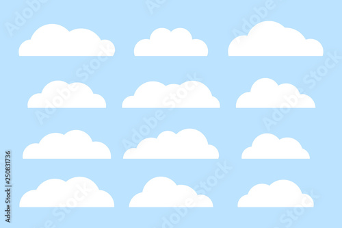 Set of cloud. isolated on blue background