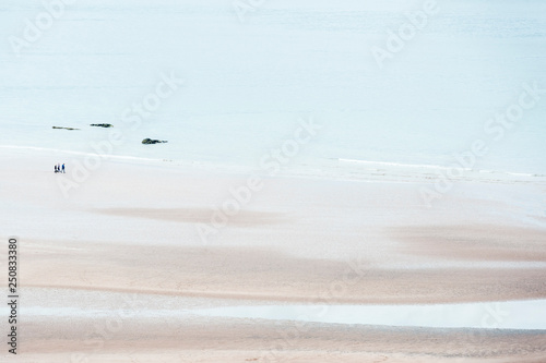 View over Coral Beach from above with recreants, Highland, Scotland, UK photo