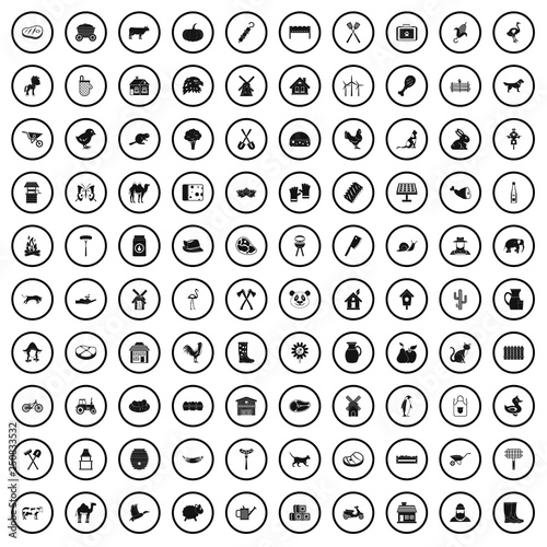 100 farmlands icons set in simple style for any design vector illustration