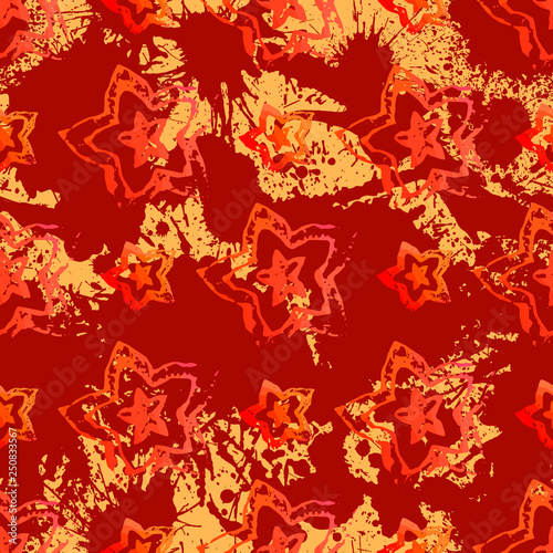 Seamless pattern with textured flowers