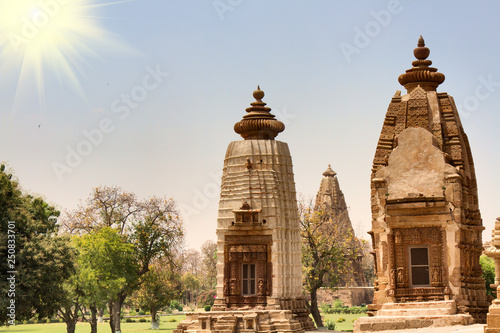 Hindu Temples of Love in Kajuraho. Retro color photo photo