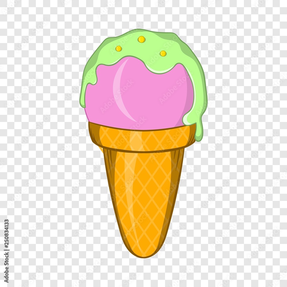 Ice cream in a waffle cone icon in cartoon style on a background for any web design Ice cream in a waffle cone icon in cartoon style on a background for any web design