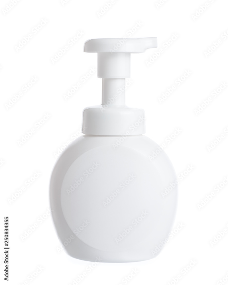 Liquid soap in white plastic pump bottle isolated on white background. Liquid soap in white plastic pump bottle isolated on white background.