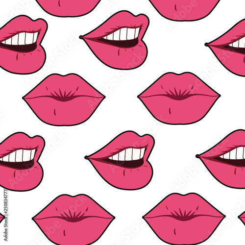 pattern female mouth pop art style