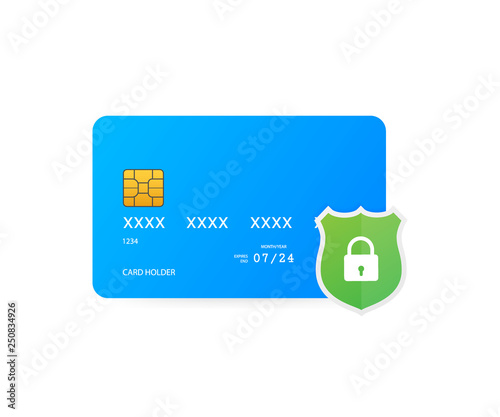 Secure credit card transaction. Payment protection concepts, Secure payment. Vector illustration.