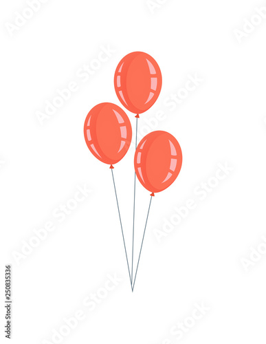 Inflatable balloon decoration, birthday parties and events vector. Decor of interior for home, ceremony reception. Rubber filled with helium and air