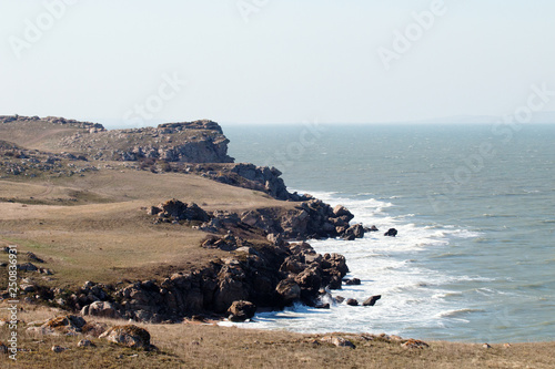 Black Sea ancient coast, rotted rocks photo