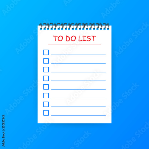 To do list or planning icon concept. Paper sheets with check marks. Vector illustration.