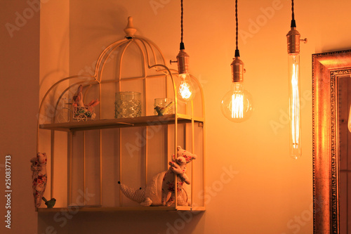 Vintage lamps, shelf, interior