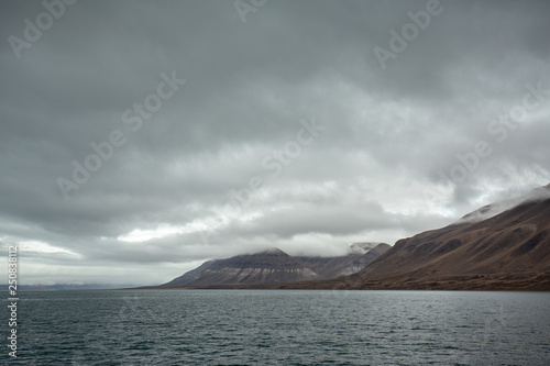Arctic landscape in Svalbard during autumn. Norway
