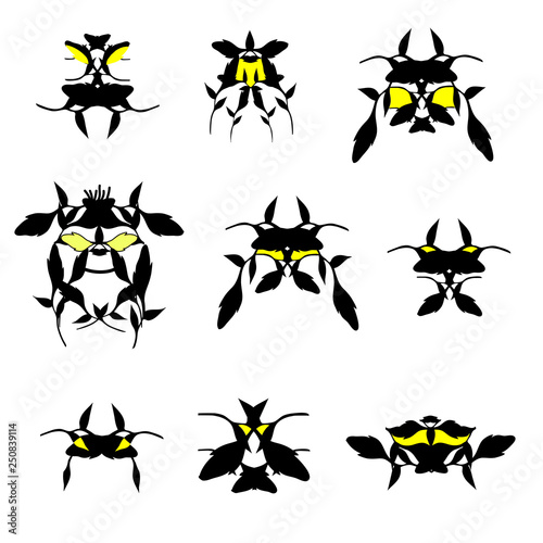 Vector set of stylized animals. Abstract animal pattern for tatoo, the corporate logo, children's posters, cards, websites, icon, corporate identity.Vector illustration. © Irina