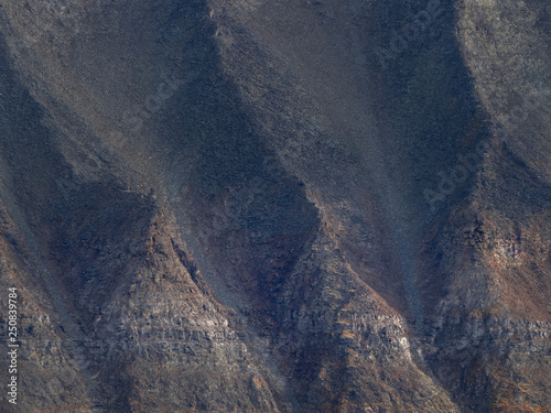 Arctic landscape in Svalbard during autumn. Close-up of mountains. Norway