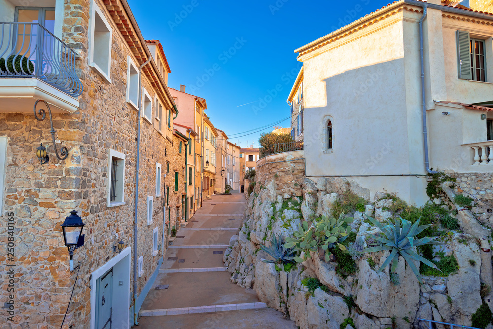 Mediterranean stone street of Antibes view