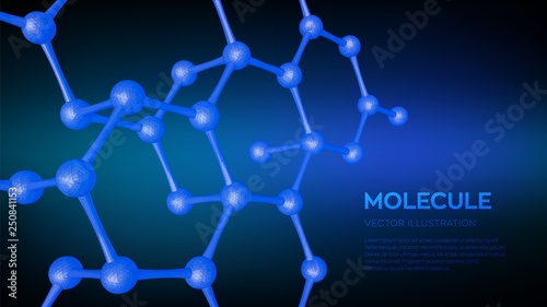 Molecule Structure. Dna, atom, neurons. Molecules and chemical formulas. 3D Scientific molecule background for medicine, science, technology, chemistry, biology. Vector illustration.