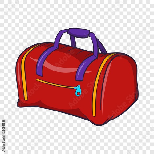 Red sports bag icon in cartoon style on a background for any web design 