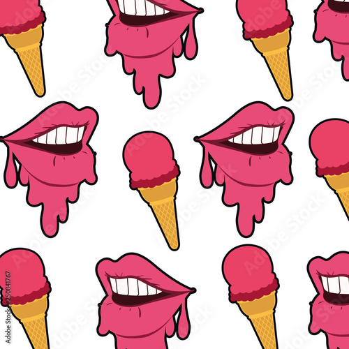 pattern of female mouth with dripping