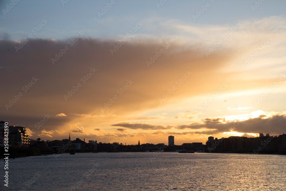 Sunset over the London cityscape
