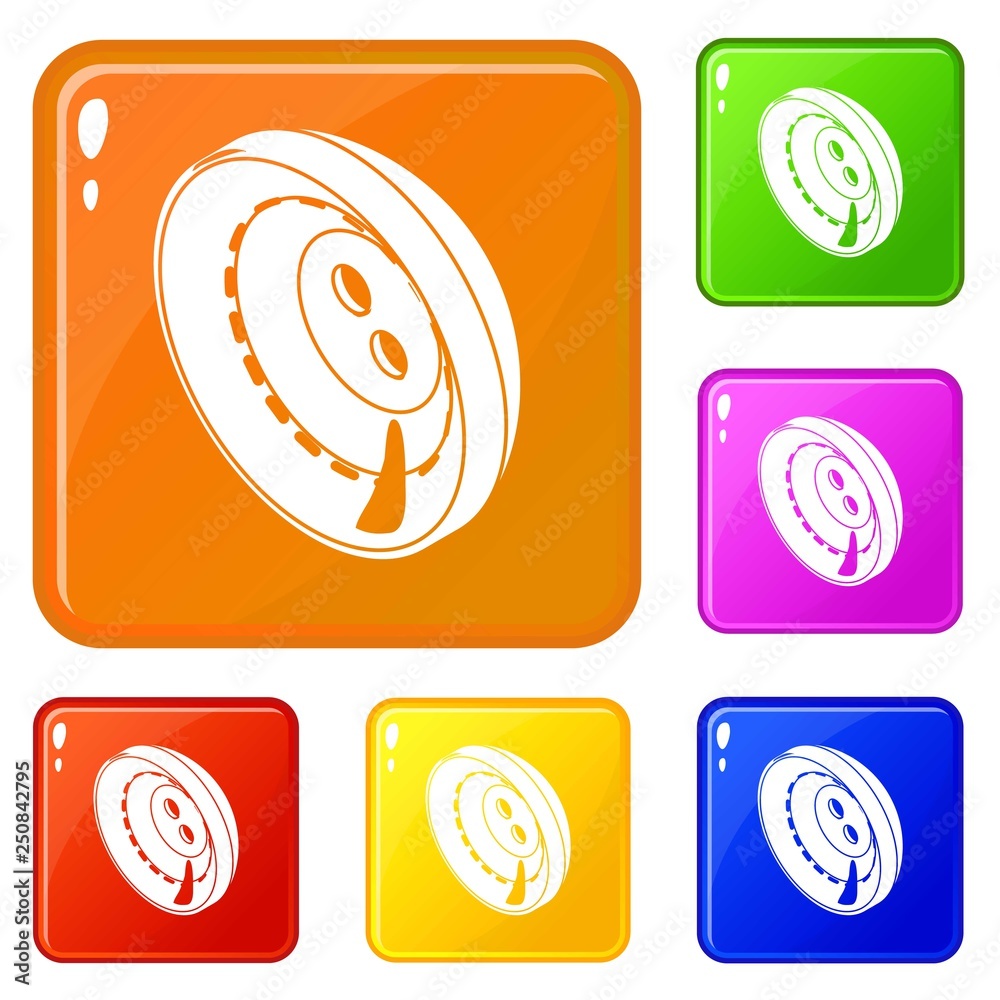 Men clothes button icons set collection vector 6 color isolated on white background Men clothes button icons set collection vector 6 color isolated on white background