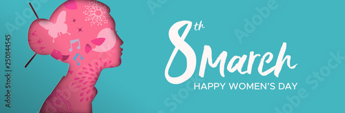 Womens day banner of paper cut chinese woman