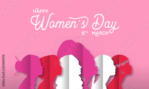Happy Women's Day diverse culture women head card