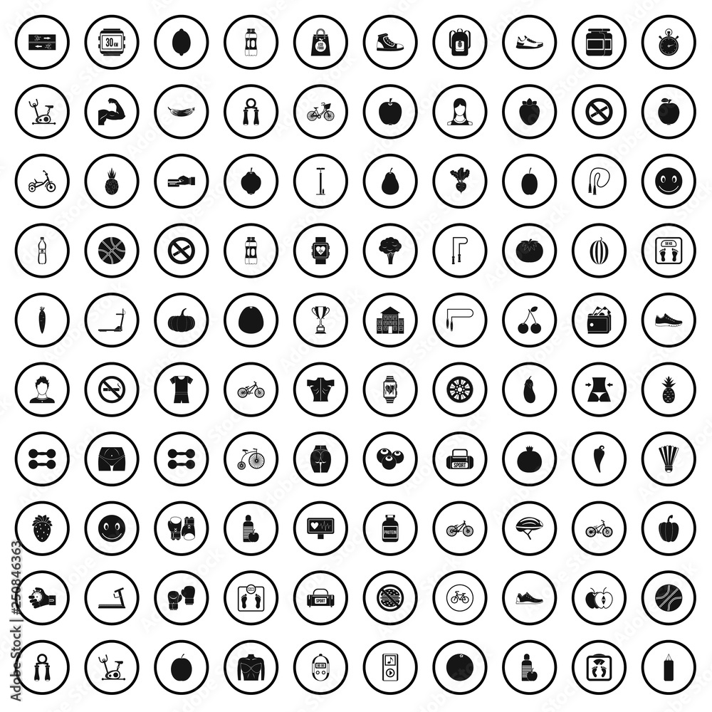 100 fitness icons set in simple style for any design vector illustration 100 fitness icons set in simple style for any design vector illustration